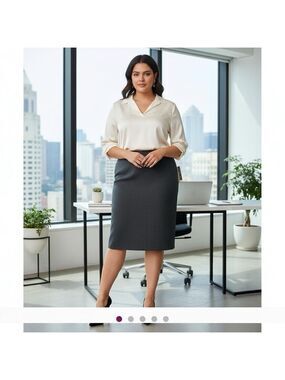 Jones New York NWT wool blend career skirt in platinum alloy, Heather size 16￼
